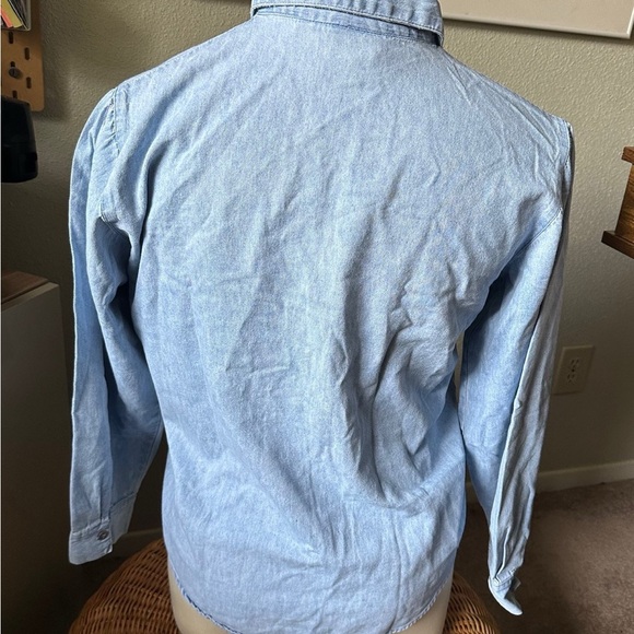 Light Blue Cartoon Character Women's Button Down Shirt - Picture 2 of 7